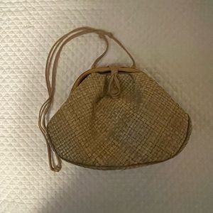 Neiman Marcus Vintage Tan Straw and Bamboo Crossbody Bag